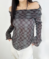 ARGYLE OFF-SHOULDER🤍❤ - 2 COLORS