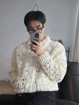 [Handmade]  ワッフルクロシェニットカーディガン (3color)