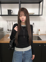 セルティカラーレイヤードオールインワン長袖Tシャツ