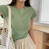 [BELLIDE MADE] Daily Label Semi-Cropped Short-Sleeved T-Shirt