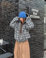 Bay Check Shearling Hooded Jumper