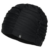 KIRSH LOGO SHIRRING SWIMMING CAP [BLACK]