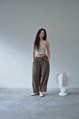 2-LAYER MICRO FLEECE SWEAT PANTS (Khaki)