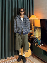 Oversized Striped Hooded Sweatshirt 2COLOR