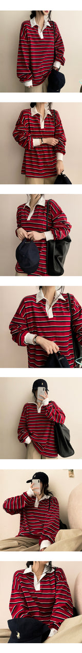 Lao Rouge Fit Color Collar Danjara Sweatshirt T-shirt