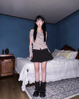 (2color) レースフリルジャガードミニスカート [Inner Pants]