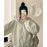 Bonv Flower Embossed stereoscopic pattern hood zip-up