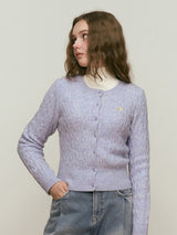 SMALL CHERRY CABLE KNIT CARDIGAN [LAVENDER]