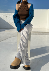 (FALL/WINTER KNIT) KNIT STRIPED SEMI-CROPPED LAYERED INNER TURTLE-NECK THICK TANK - 2 COLOR