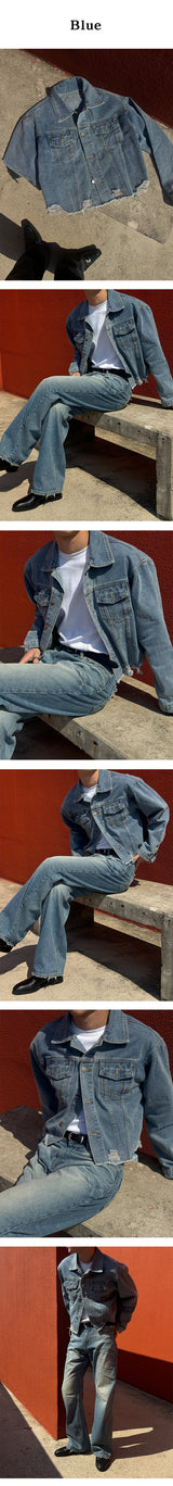 [S/S] Crop damage denim jacket(2color)