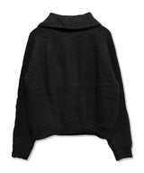 Oblique Collar Cross Button Knit_Black
