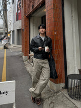 Twill curved wide cargo pants