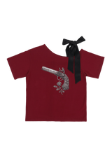 リボンローズピストルTシャツ #ワイン