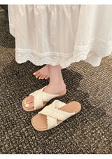 Cross Weave Open-Toe Strap Sandals