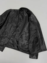 [Unisex] Crop Leather Single Over Fit Jacket