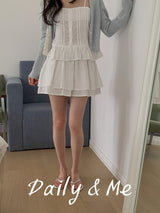 Back banding cotton cancan skirt(2color)