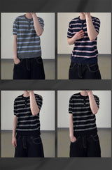 Diron Striped Henley Knit