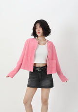 Pink Tweed Button Jacket
