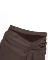 Sheer Shirring Slit Skirt _ BROWN