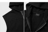 Crop Hooded Zip-up Vest Black