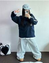 HIP TWO LINE NUMBERING LONG SLEEVE T-SHIRT💙🤍🖤3COLOR