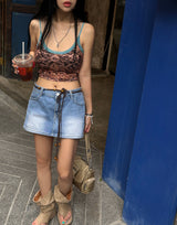 see-through lace leopard print singlet