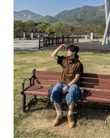 クリンクルチェック フーデット アノラック ベスト