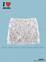 watercolor sequined mini skirt