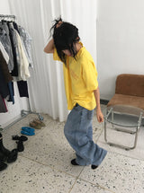 Sayano Lettering Over Fit Color Short Sleeve Tee