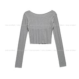 Leaf punching snap button crop cardigan