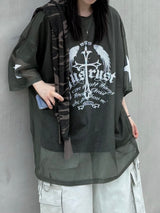 wing cross mesh t-shirt