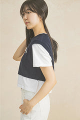 [MADE] Navy Crop Vest FREE
