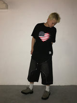 09 フラッグ セミクロップド ショートスリーブ Tシャツ(4c)