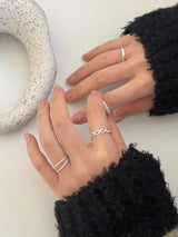 [4 set] bold chain ring set / 2 colors / daily simple mood silver ring