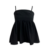 Laelly バックレス リボン フレア ノースリーブ ナシ ブラウス(3colors)