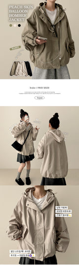 Lindy ピッチウォッシュコットンバルーンフィットハイネックフーディージャンパー