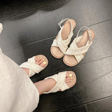 Cross Weave Open-Toe Strap Sandals