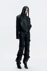 Waxed Studded Zip Jacket