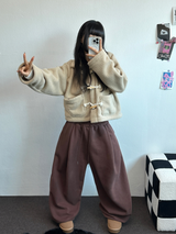 シープ/  ストリング 🐑ワイドビッグヒップバルーンロングパンツ🤍🩶🖤3カラー