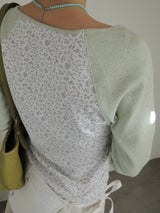 [prts made] フラワーベースボールTシャツ (グリーンティー)