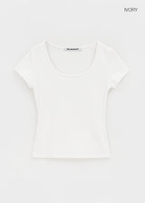 [B-BASIC] テンションスタンダードスリムUネック半袖Tシャツ (2 SIZE)