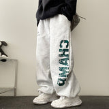 Bump Lettering wide string napping banding wide pants