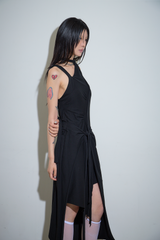 【MADE】カットアウトラップドレス ブラック
