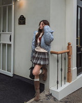 Pilen Check Pumpkin Mini Skirt