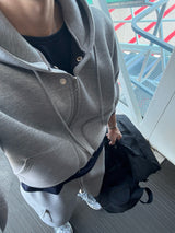 Neoprene crop rivet hood zip-up