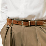 double loop suede western belt brown