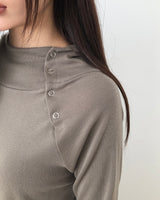 Tooin Diagonal Button Hooded T-Shirt