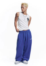Star Piping Track Balloon Sweat Pants - Blue