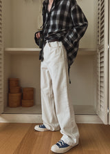 ポリーバングワイドデニムパンツ