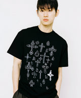 スケッチクロスTシャツ - ブラック
